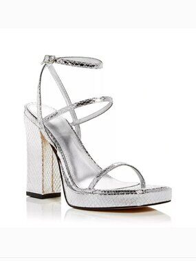 Marc Fisher Silver High-Heeled Sandals Size 9